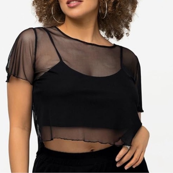 Black Sheer Mesh Top - Picture 3 of 6